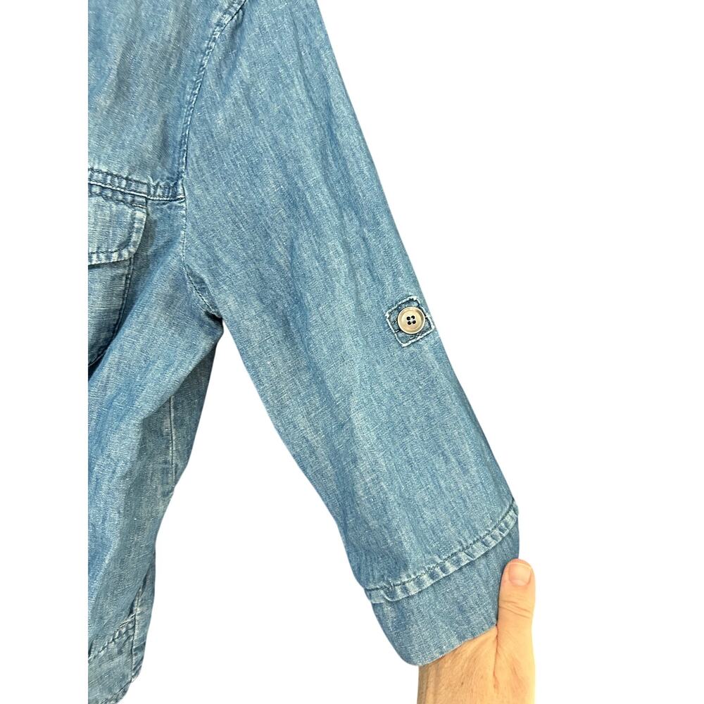 LOFT Women's sz L cropped button down Linen/Cotton Blend Jacket - Picture 4 of 9